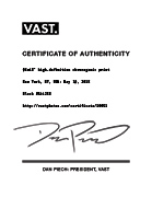 Certificate of authenticity icon for the VAST Prints photography product.
