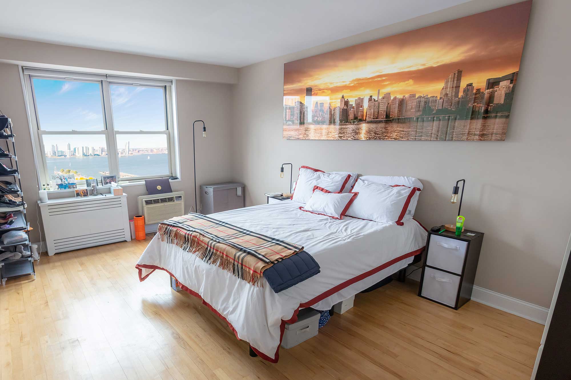 A Fire Sky in New York: Wide", a VAST photo by Dan Piech hanging in a bedroom