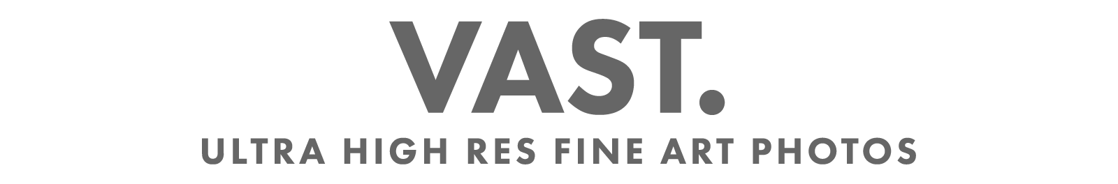 The VAST logo with a description of VAST as a company that creates ultra-high-resolution fine art photographs.