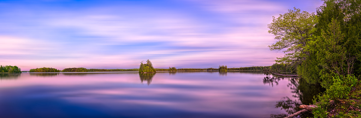 179 megapixels! A very high resolution, large-format VAST photo of sunset over Quakish Lake in New England; fine art landscape photograph created by Aaron Priest in Millinocket, Maine.