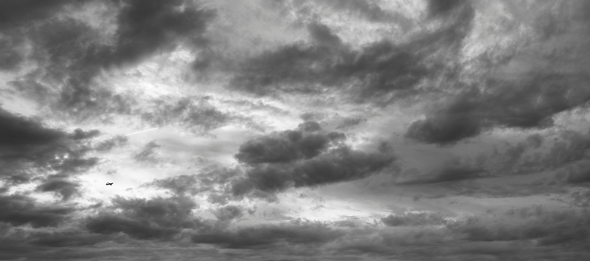 485 megapixels! A very high resolution, black & white VAST photo print of an airplane; artistic photograph created by Dan Piech in New York City.