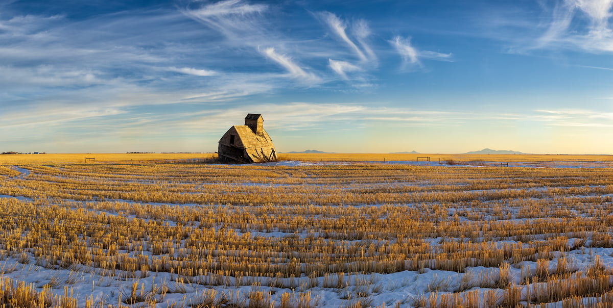 1,053 megapixels! A very high resolution, large-format VAST photo print of an abandoned house in a prairie field; landscape photograph created by Scott Dimond in Forty Mile County No. 8, Alberta, Canada.