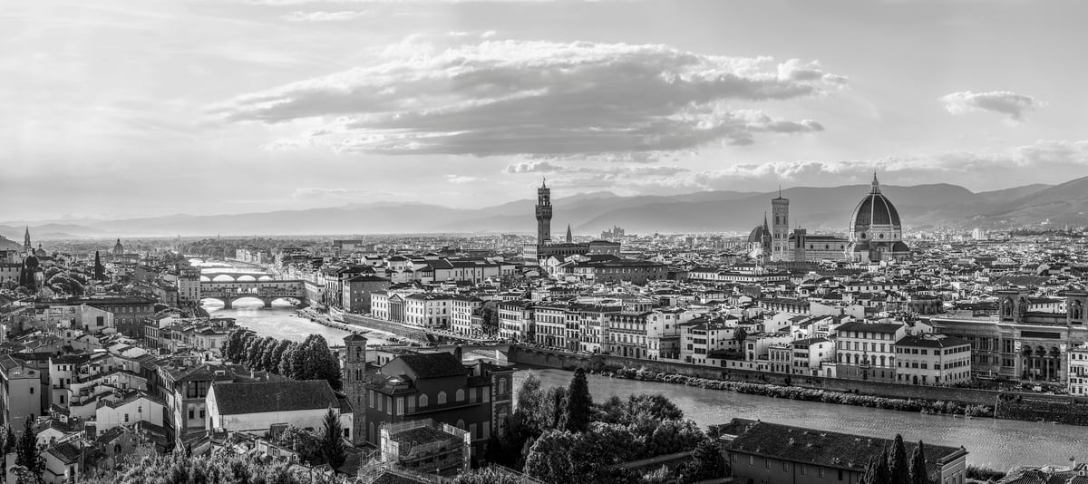 666 megapixels! A very high resolution, large-format VAST photo print of Italy; black & white photograph created by Justin Katz in Piazzale Michelangelo, Florence, Toscana, Italy.