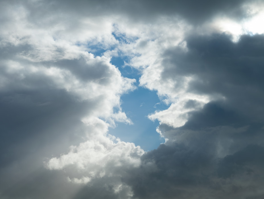149 megapixels! A very high resolution, large-format VAST photo print of inspirational clouds; photograph created by Greg Probst.