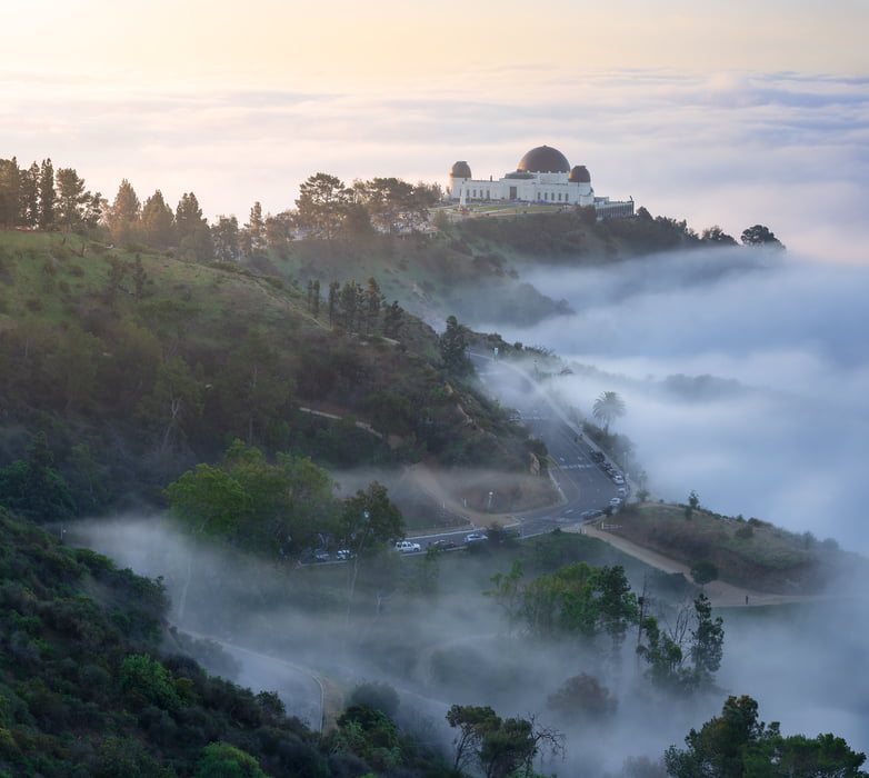 314 megapixels! A very high resolution, large-format VAST photo print of Griffith Observatory; photograph created by Jeff Lewis in Griffith Observatory, Los Angeles, California.
