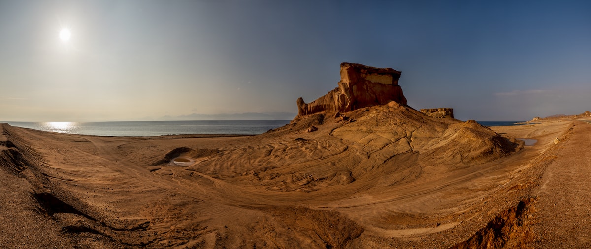 847 megapixels! A very high resolution, large-format VAST photo print of the Arabian Desert meeting the sea; photograph created by Peter Rodger in Neom, Saudi Arabia.