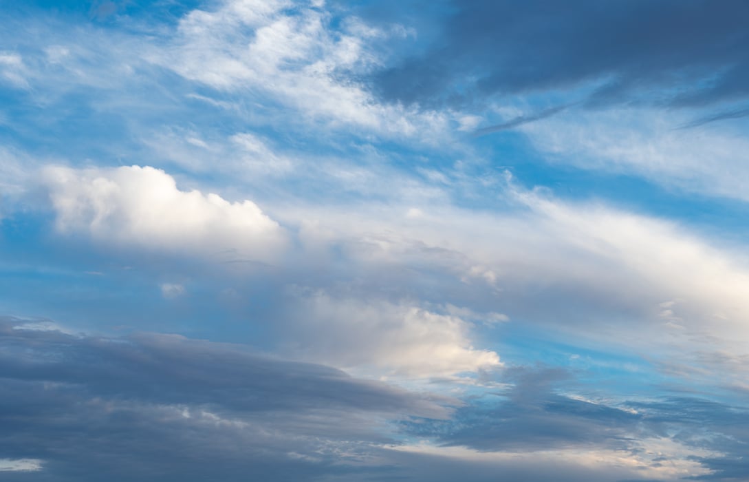 515 megapixels! A very high resolution, large-format VAST photo print of clouds and a blue sky; photograph created by Greg Probst.