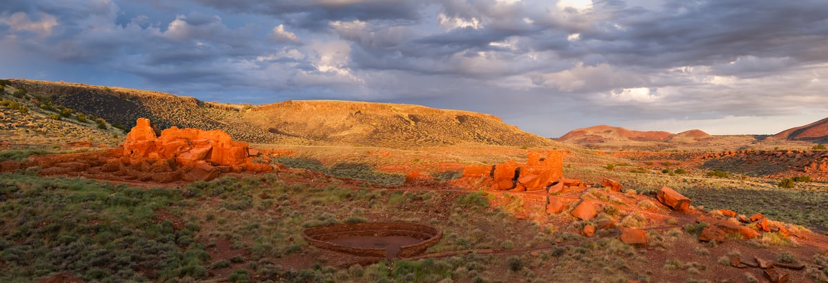 535 megapixels! A very high resolution, large-format VAST photo print of Wupatki National Monument in Arizona at sunrise; landscape photograph created by Greg Probst.