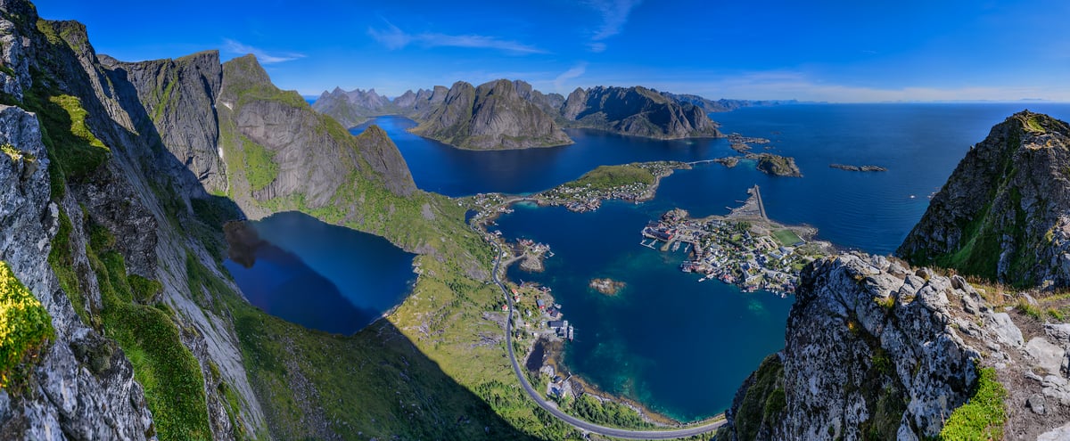 3,200 megapixels! A very high resolution, large-format VAST photo print of fjords in Norway; landscape photograph created by Alfred Feil in Reine Fjord, Lofoten Islands, Norway.