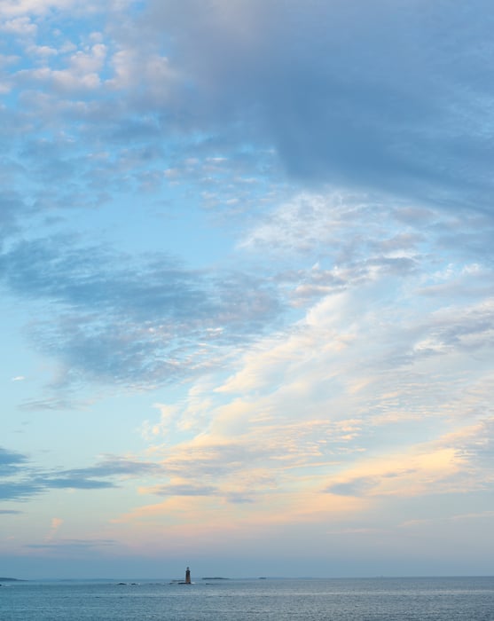 219 megapixels! A very high resolution, large-format VAST photo print of a lighthouse and clouds at sunset; artistic photograph created by Greg Probst in Portland, Maine.