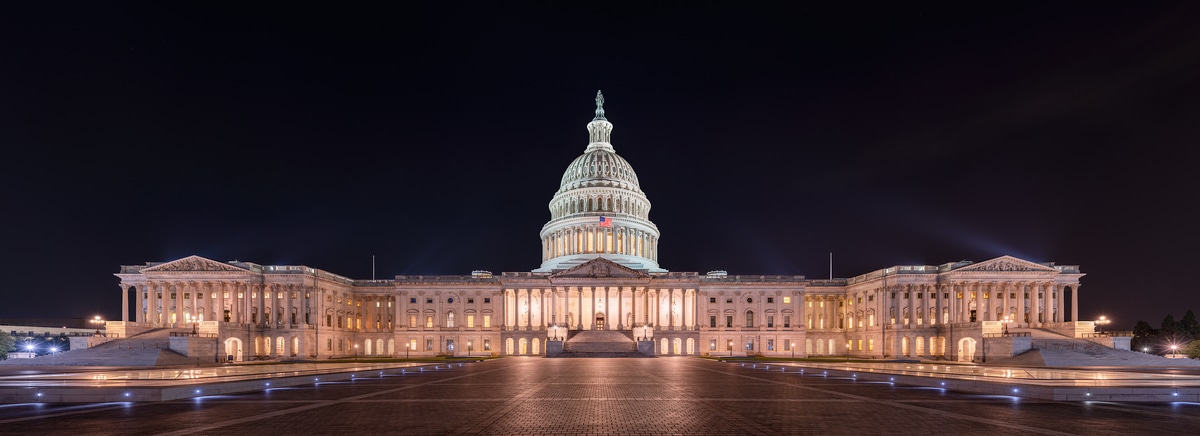 2,146 megapixels! A very high resolution, large-format VAST photo print of the US Capitol Building at night; fine art photograph created by Tim Lo Monaco in Washington, District of Columbia.