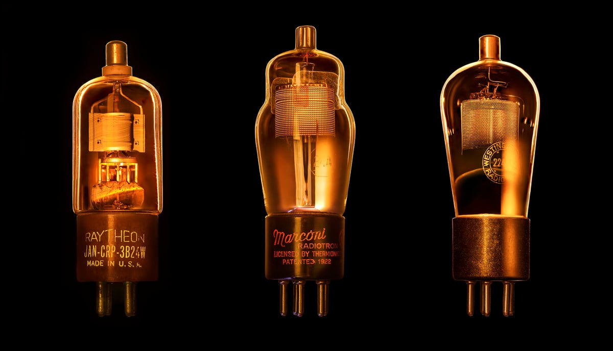 264 megapixels! A very high resolution, large-format VAST photo print of a series of vacuum tubes. Photograph created by Scott Dimond.