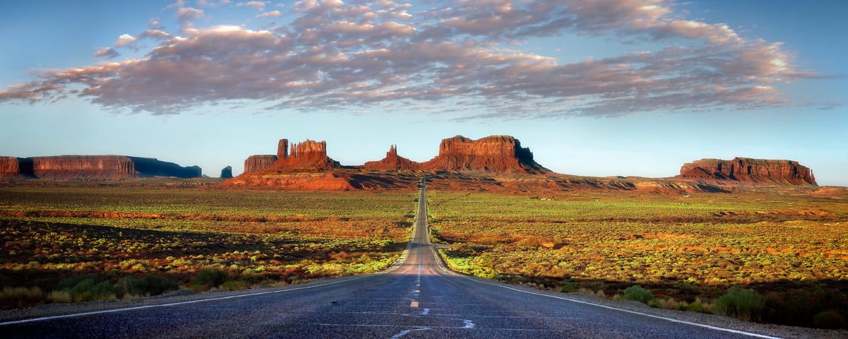 109 megapixels! A very high resolution, large-format VAST photo print of the road Forest Gump ran in Monument Valley, Utah; landscape photograph created by Phil Crawshay in Monument Valley, Utah.