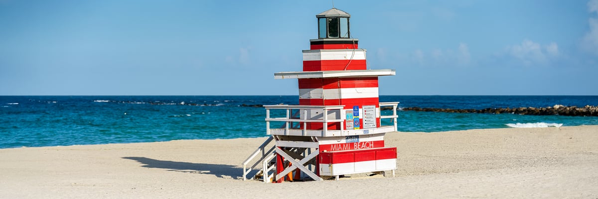 83 megapixels! A very high resolution, large-format VAST photo print of a lifeguard tower on a Florida beach; photograph created by Beyti Barbaros in South Beach, Miami, Florida.